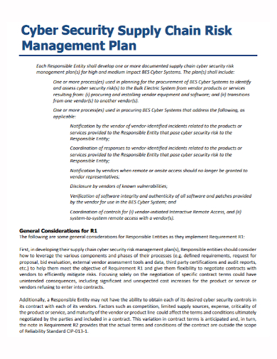 security supply chain risk management plan