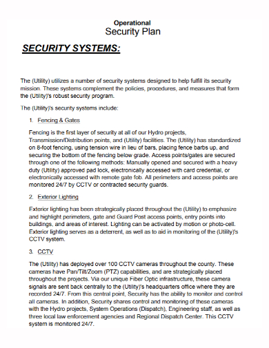security system operational plan