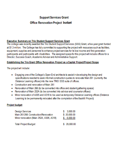 service grant office renovation budget