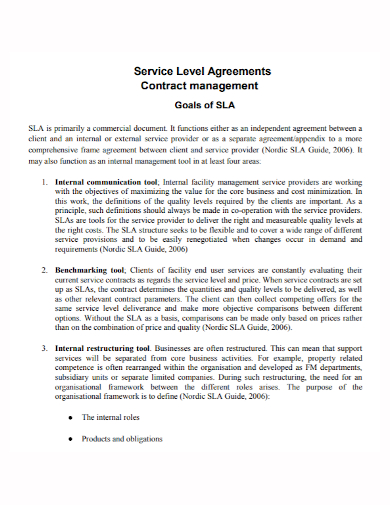 service level management agreement contract