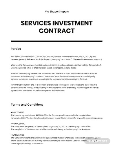 services investment contract