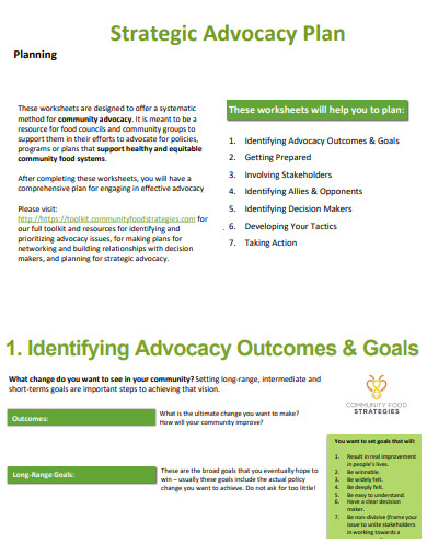 simple advocacy strategy plan