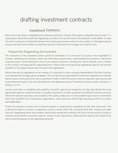 simple draft investment contract