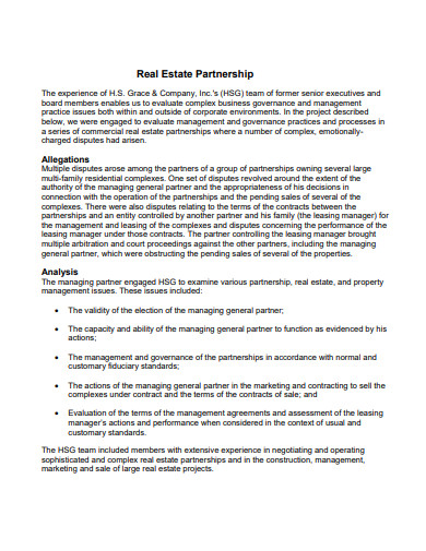 simple real estate partnership contract