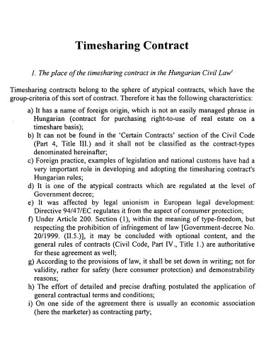 simple timeshare contract
