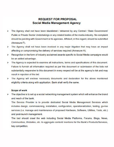 social media agency proposal