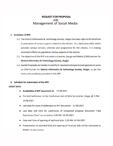 social media management job proposal
