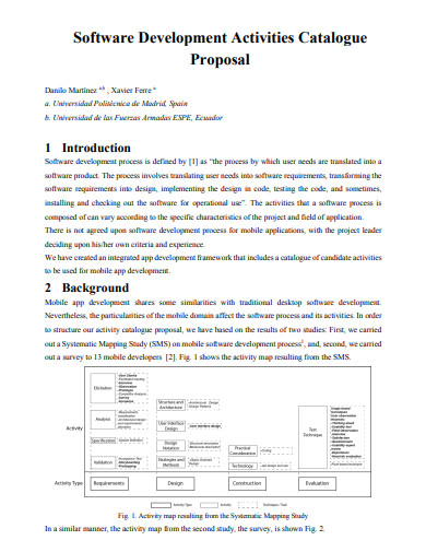 software development activities catalogue proposal