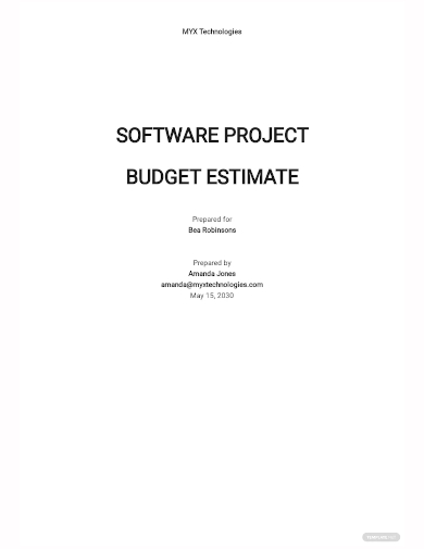 software project budget estimate template