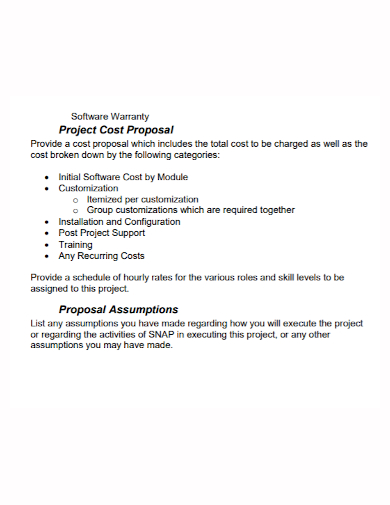 software project cost price proposal
