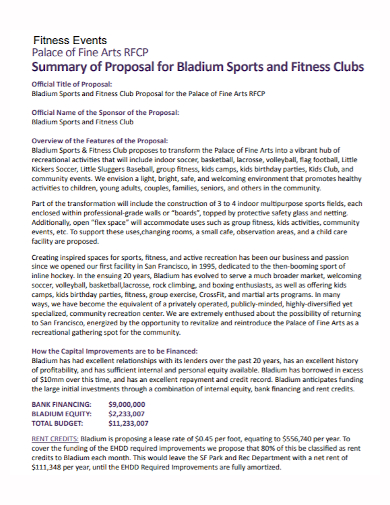 sports fitness event proposal