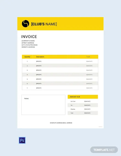 sports invoice template