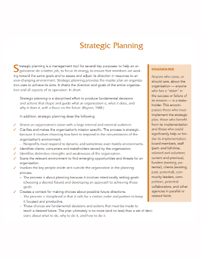stakeholder strategic plan