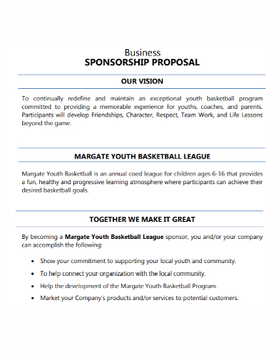 standard business sponsorship proposal