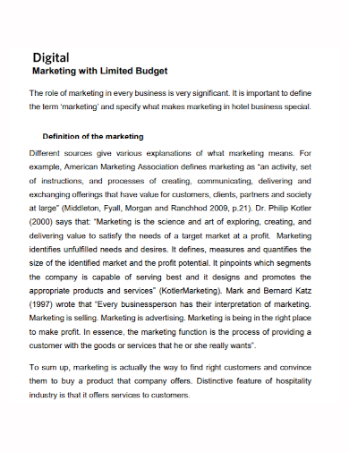 standard digital marketing budget