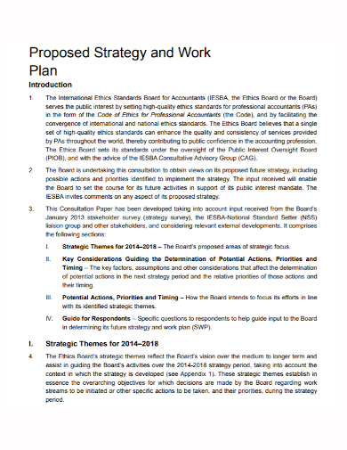 standard work plan strategy