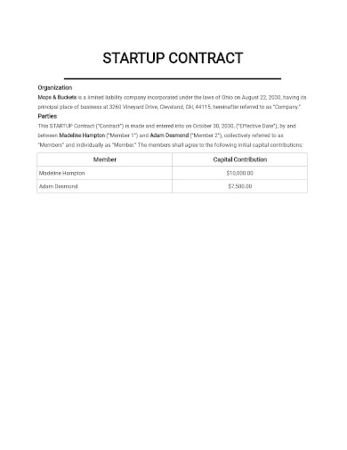 startup contract