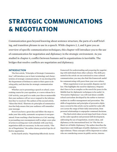 strategic communication and negotiation plan