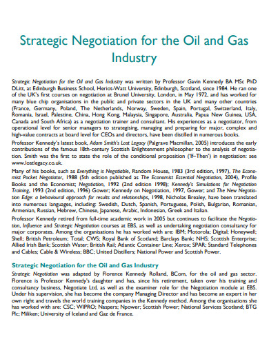 strategic negotiation plan for the oil and gas industry