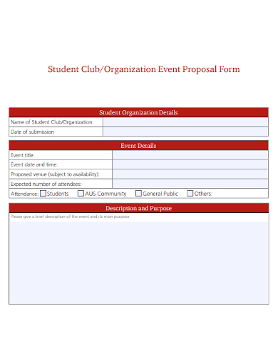 student club organization event proposal template
