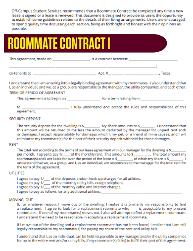 student roommate contract