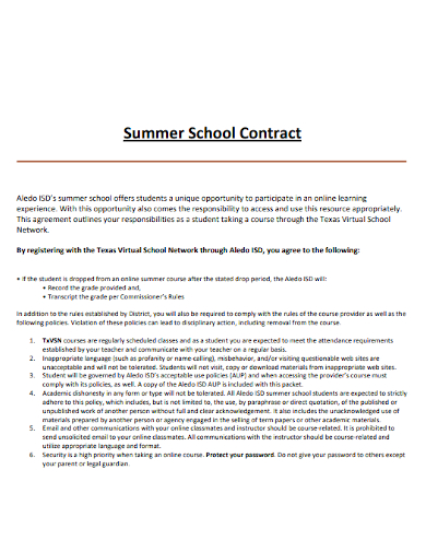 summer school contract