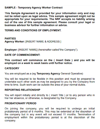 temporary agency worker contract
