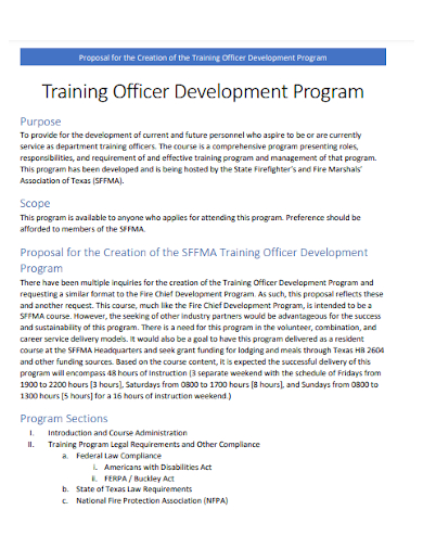 training officer development program proposal