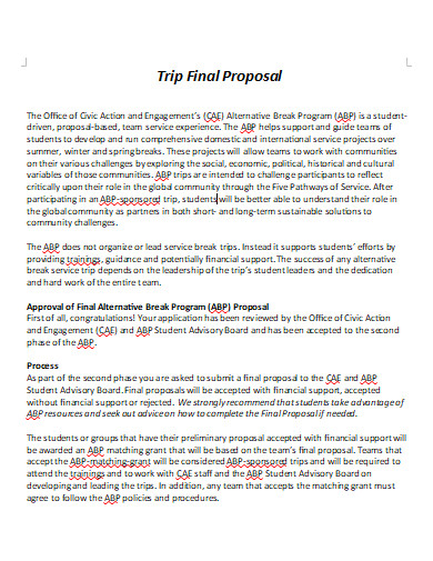 trip proposal example