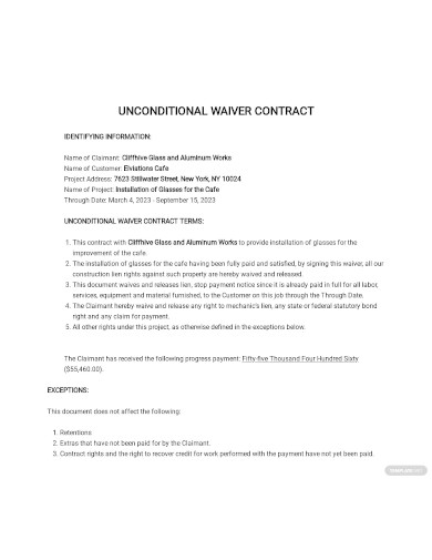 unconditional waivers contract