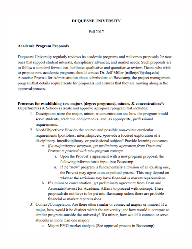 university academic program proposal