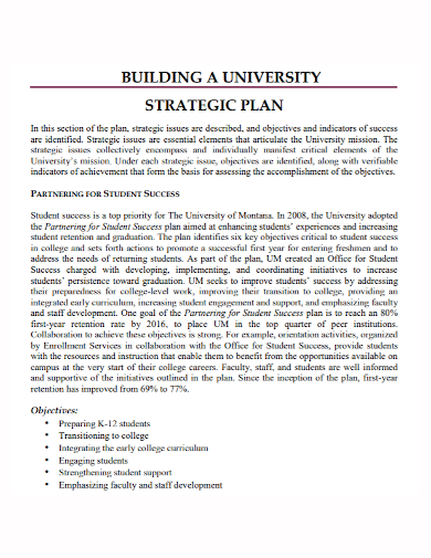 university building strategic plan