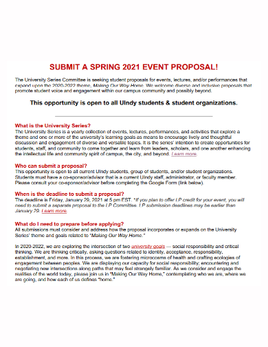 university committee event proposal
