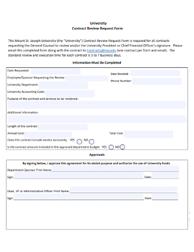 university contract review request form