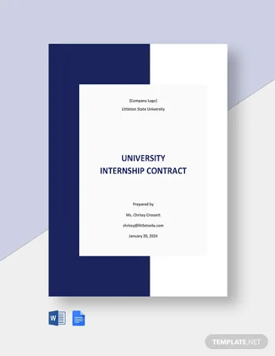 university internship contract template