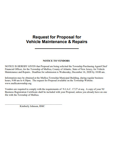 vehicle maintenance and repair proposal