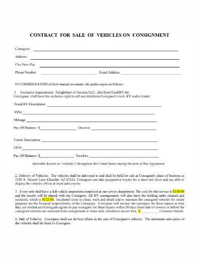 vehicle sales consignment contract