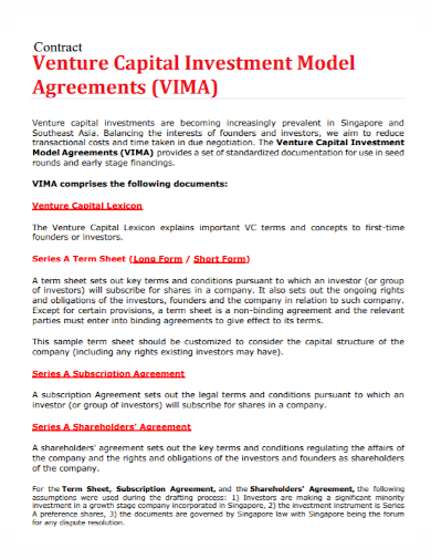 venture capital investment contract
