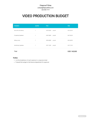 video production budget template