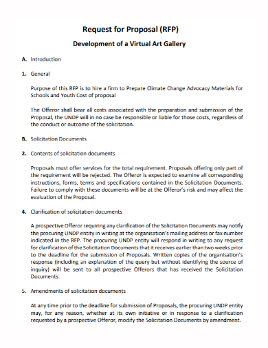 virtual art gallery request for proposal