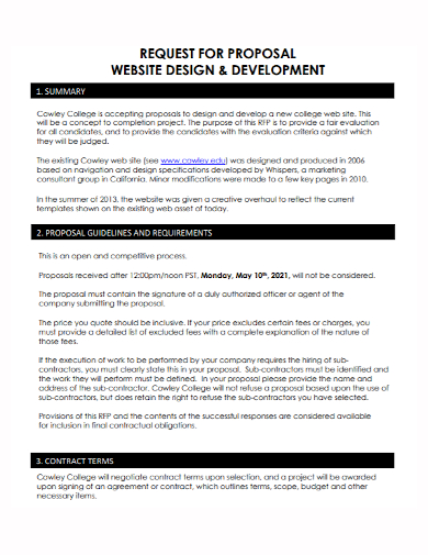 web development design request for proposal