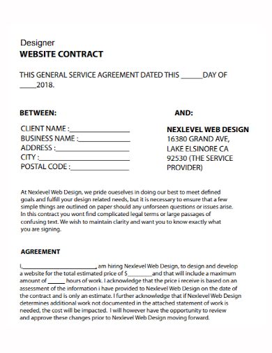 web site designer contract