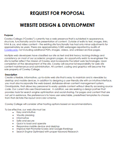 website design development request for proposal