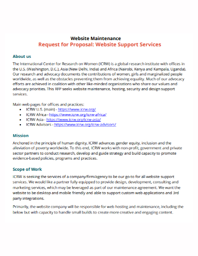 website support services and maintenance proposal