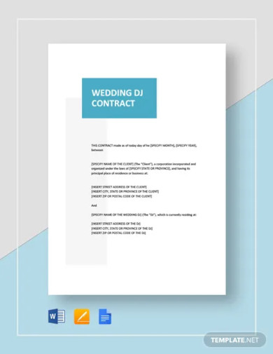 wedding dj contract template