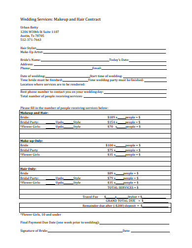 FREE 10  Hair Stylist Contract Samples in PDF MS Word Google Docs