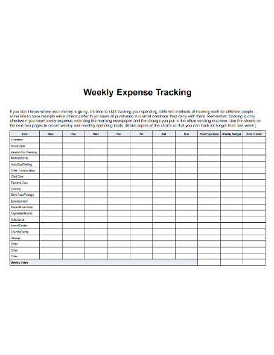 weekly expenses tracking