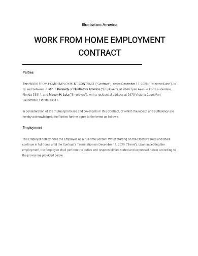 work from home employment contract