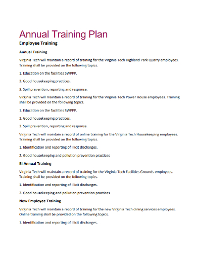 annual training plan