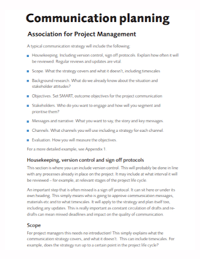association project communication management plan